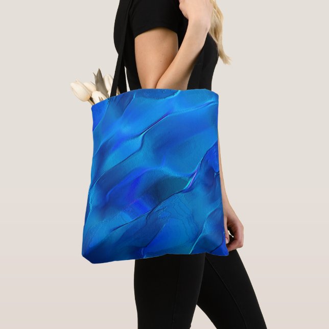 Tote Bag Dunes métalliques dans les tons bleu vif (De près)