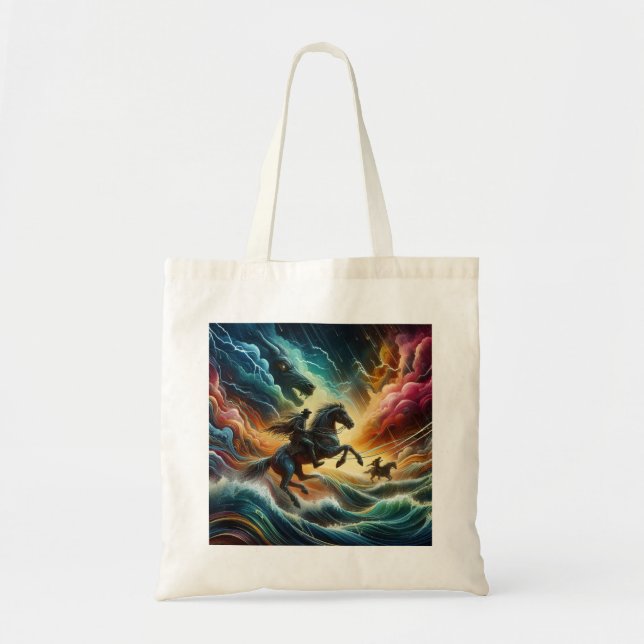 Tote Bag Duo dynamique : Stormy Horseback Adventure (Devant)