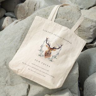 Tote Bag Dusky Deer Floral Crest Faits amusants Fête des ma