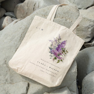 Tote Bag Dusky Lilac Aquarelle Cottage Mariage floral