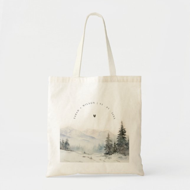 Tote Bag Dusky Winter Snow Mountain Mariage paysage (Devant)