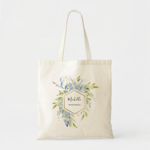Tote Bag Dusty bleu vert vert verdure or cadre Bridesmaid
