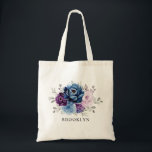 Tote Bag Dusty Blue Purple Navy Lilac Bloom Bridesmaid cade<br><div class="desc">Elégant bleu poussiéreux violet lavande lilas thème fleuri bridesmaid sac fourre-tout cadeau avec élégant bouquet de bleu poussiéreux, marine, violet, couleur lilas bourgeons de fleurs roses et sauge vert eucalyptus feuilles. Veuillez me contacter pour toute aide sur la personnalisation ou si vous avez besoin d'un autre produit avec ce design....</div>