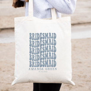 Tote Bag Dusty Blue Retro Boho Personnalisé Bachelorette