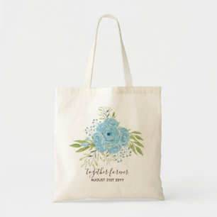 Tote Bag Dusty Blue Roses NewlyWeds Mariage cadeau personne