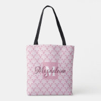 Dusty Rose rose Floral Chic Damask Monogramme & No