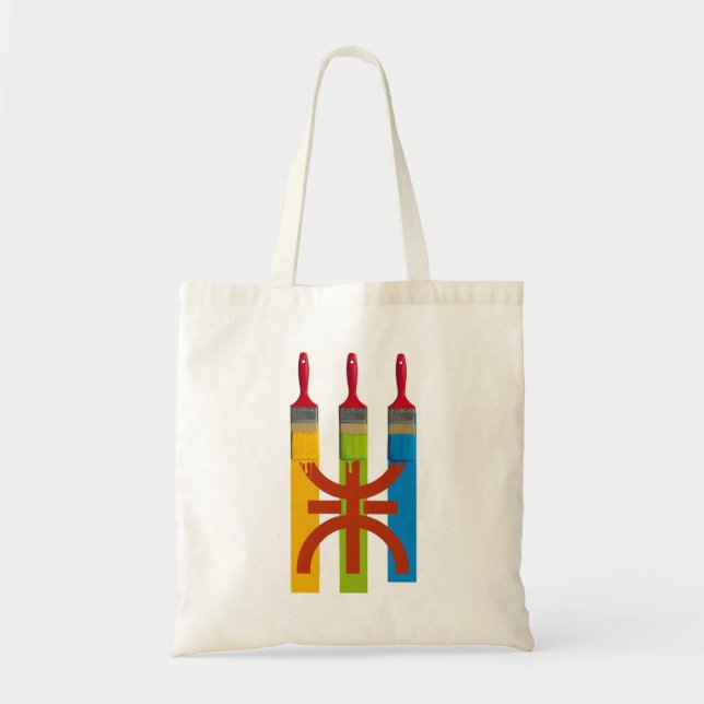 Tote Bag Dyeing brush paint the Amazigh flag (Devant)