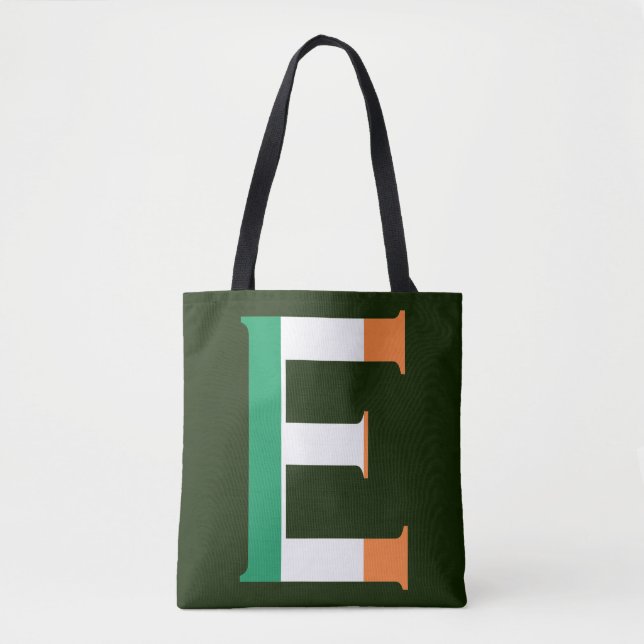 Tote Bag E Monogramme superposé sur le pavillon irlandais (Devant)