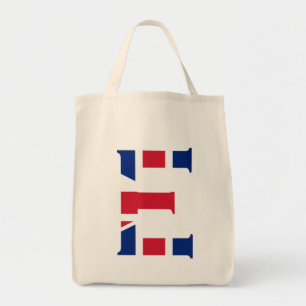 Tote Bag E Monogramme superposé sur Union Jack Flag gtcn