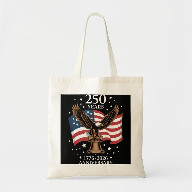 Tote Bag Eagle and Flag 250 Years of America 1776-2026 (Devant)