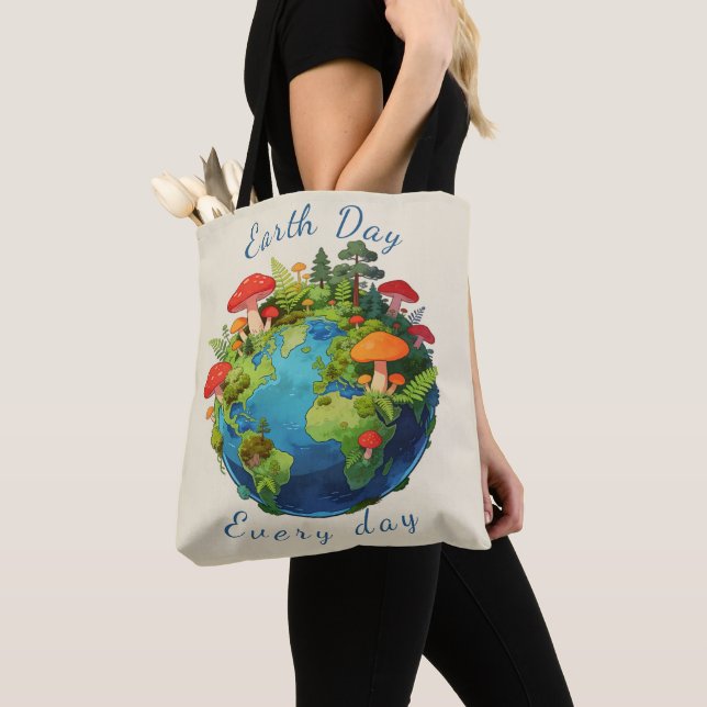 Tote Bag Earth Day Every Day Nature Planet Design (De près)
