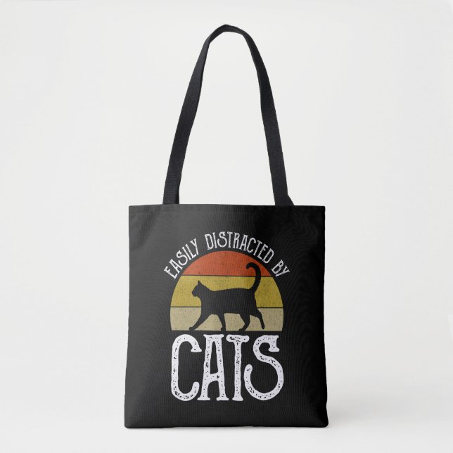 Tote Bag Easily Distracted By Cats (Devant)