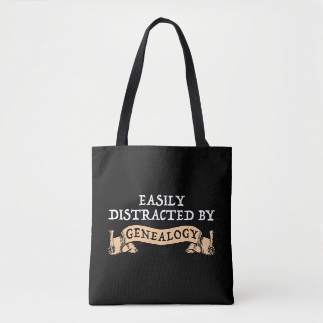 Tote Bag Easily Distracted By Genealogy (Devant)