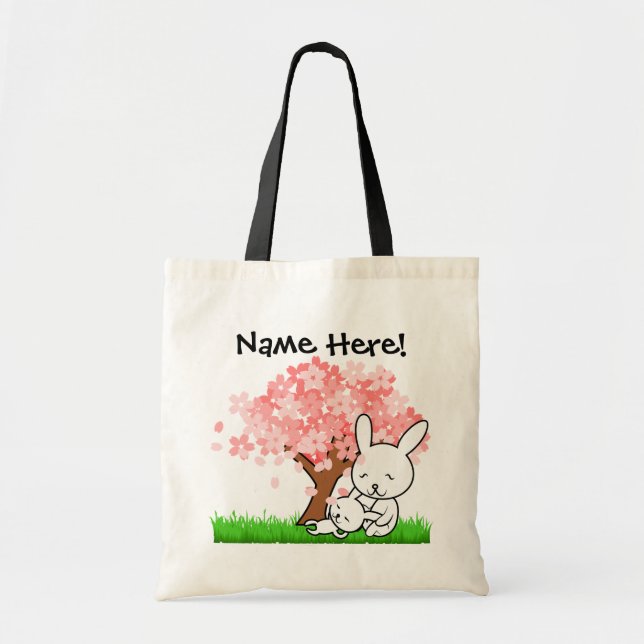 Tote Bag Easter Bunny Cherry Blossom Tree Kids Egg Hunt (Devant)