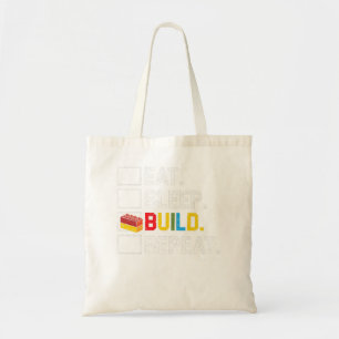 Tote Bag Eat Sleep Build Répéter Master Builder Bricks Bloc