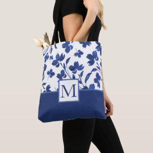 Tote Bag Eau d'Indigo - tiges de fleurs