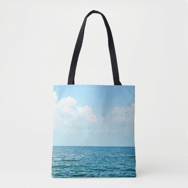 Tote Bag Eau Océanique, Ciel bleu clair. (Devant)