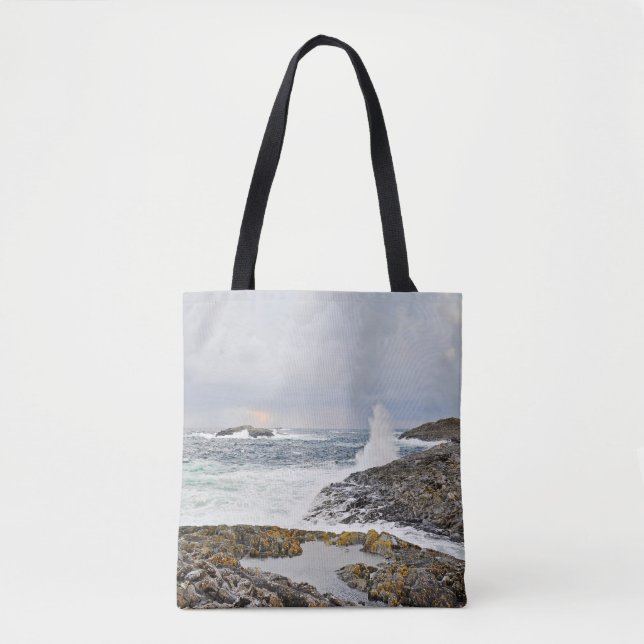 Tote Bag Eaux océaniques tempête rochers mer (Devant)