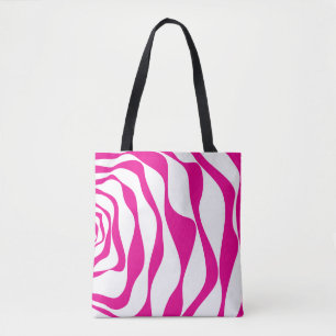 Tote Bag Ebb et flux 4 en Magenta et Blanc