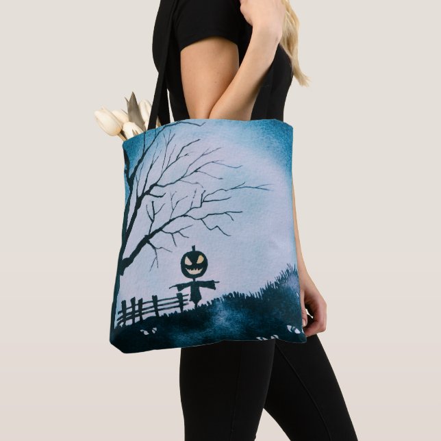 Tote Bag Écart avec Halloween à la tête de lanterne Jack-O' (De près)