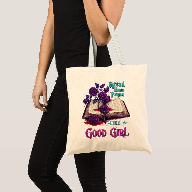 Tote Bag Écarte ces pages comme une bonne fille (Devant (produit))
