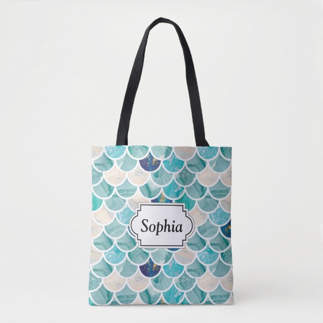 Tote Bag Échelles de poissons pétillantes de sirène de (Devant)