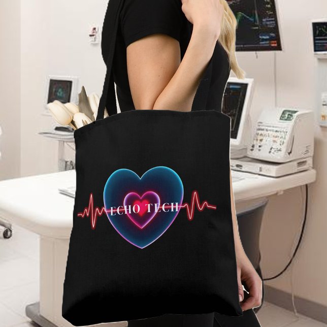 Tote Bag Echo Tech | Bouton | EKG (Echo Tech _ Heartbeat _ EKG Tote Bag- Cardiac Sonographer)