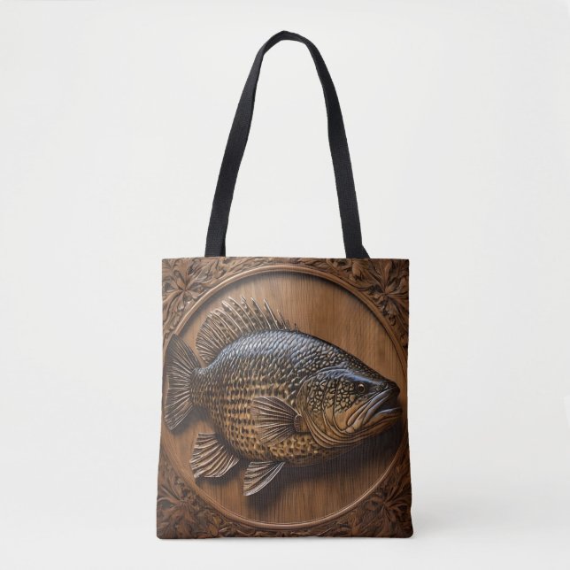 Tote Bag Échos de la rivière : impression sur bois de perch (Devant)