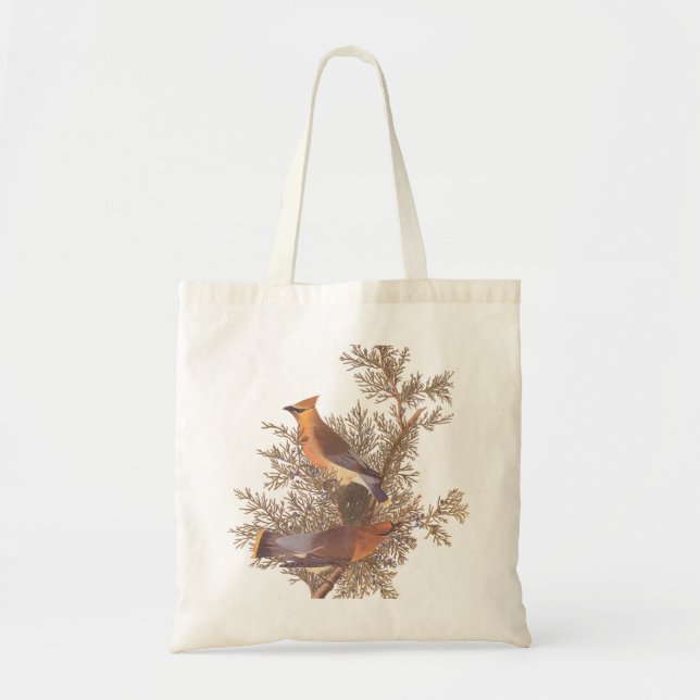 Tote Bag Écirage de cèdre Audubon Songbirds à Juniper (Devant)