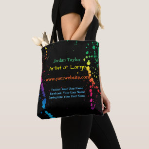 Tote Bag [Éclaboussure de peinture] noir moderne d'artiste
