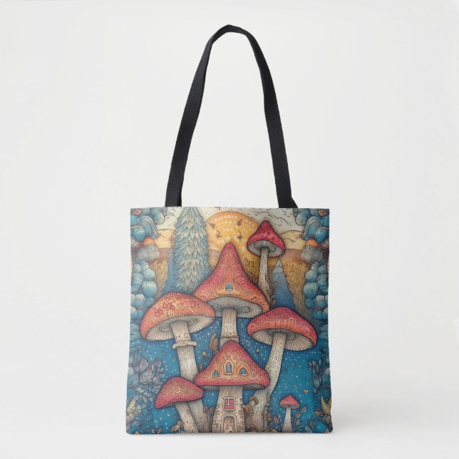 Tote Bag Éclairage de l'habitat du champignon sauvage (Devant)