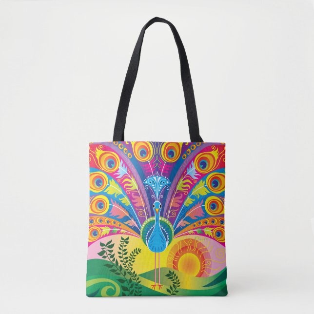 Tote Bag Éclat de queue de paon (Devant)