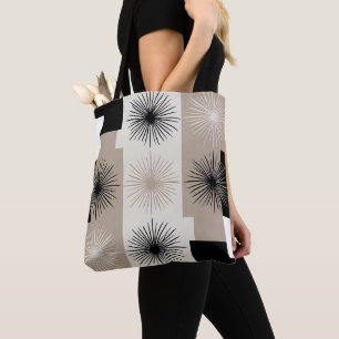 Tote Bag Éclat de style moderne géométrique beige noir