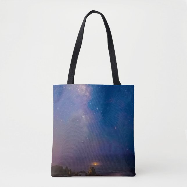 Tote Bag Éclipse lunaire & Voie lactée | Bandon Beach, Oreg (Devant)