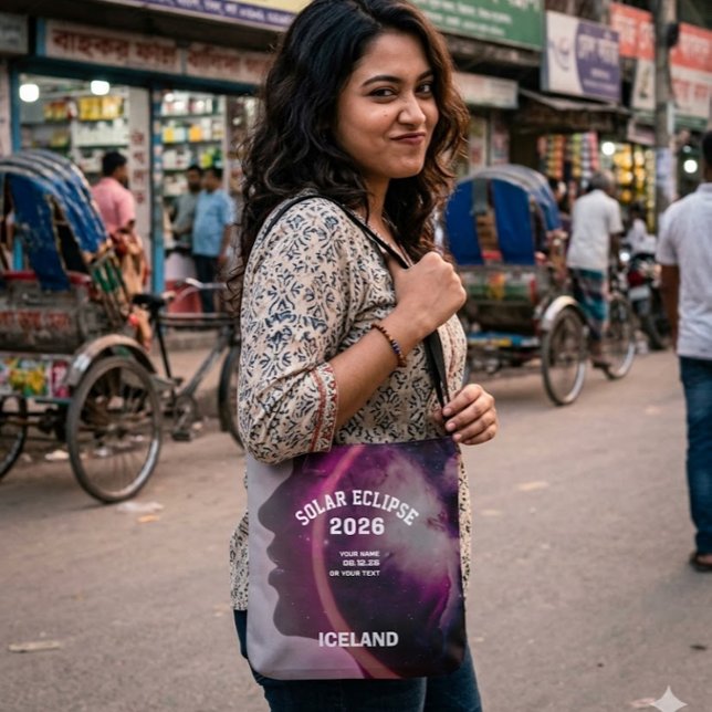 Tote Bag Éclipse solaire totale août 2026 texte personnalis (Créateur téléchargé)