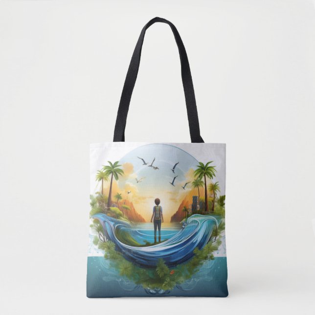 Tote Bag Eco Globe Adventure Design (Devant)