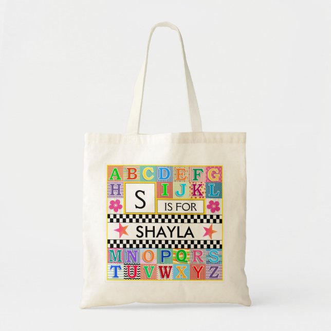 Tote Bag École d'art alphabet pour enfants Star rose (Devant)