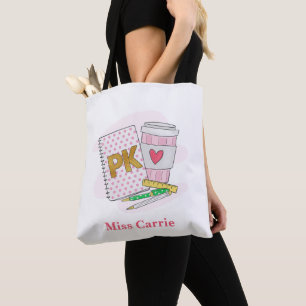 Tote Bag École d'enseignement préscolaire en rose personnal