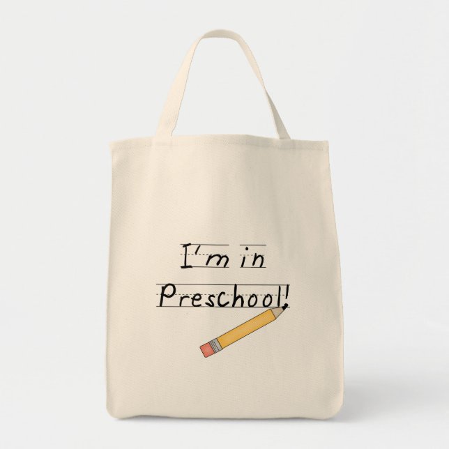 Tote Bag École maternelle rayée de papier et de crayon (Devant)