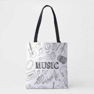 Tote Bag École Musique Doodle Musique Art Coloriage Sch