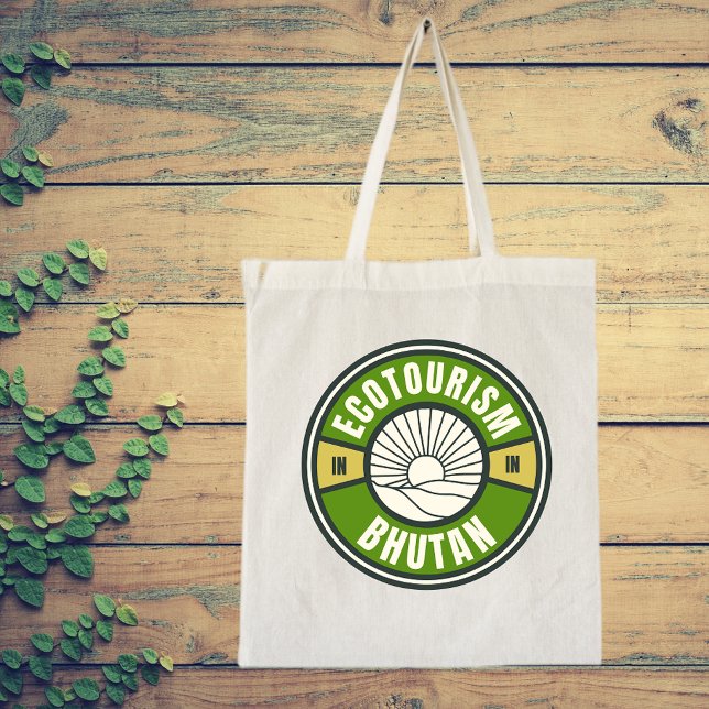 Tote Bag Écotourisme au Bhoutan Himalaya Logo de voyage len (Créateur téléchargé)