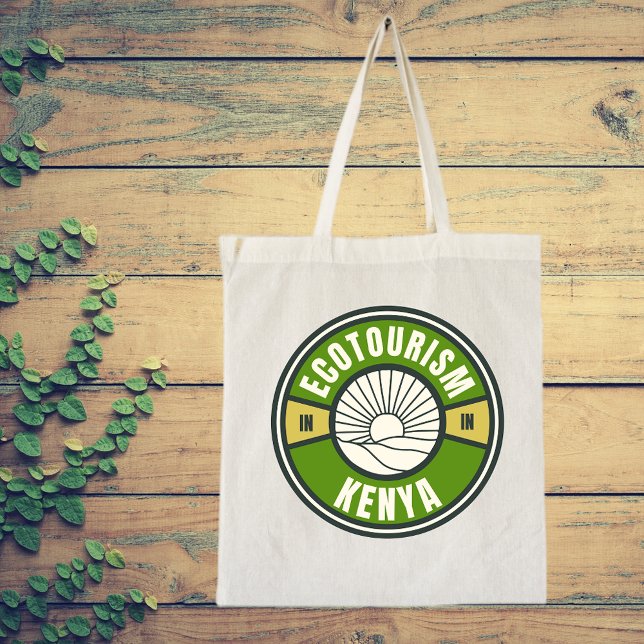 Tote Bag Ecotourisme Kenya Afrique Vert Voyage Lent Logo (Créateur téléchargé)