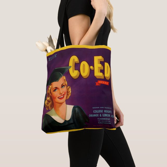 Tote Bag Écran étiquette de caisses d'agrumes de marque Co- (De près)