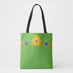 Tote Bag Écrans de peinture amusants Printemps vert Monogra