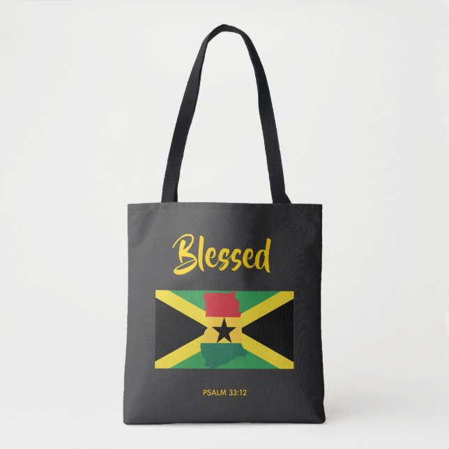 Tote Bag Écriture chrétienne JAMAICA GHANA, à double patrim (Devant)