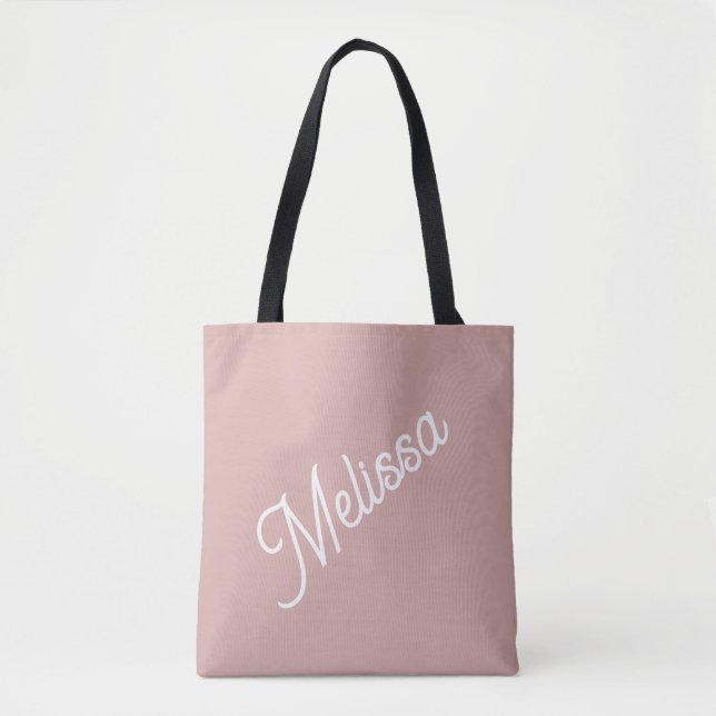 Tote Bag Écriture en gras monogramme, rose pâle moderne (Devant)