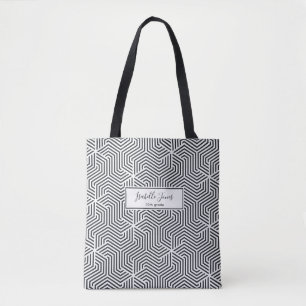 Tote Bag écriture géométrique stylisée université personnal
