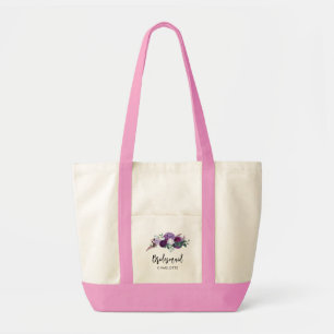 Tote Bag Écriture moderne florale aquarelle demoiselle d'ho