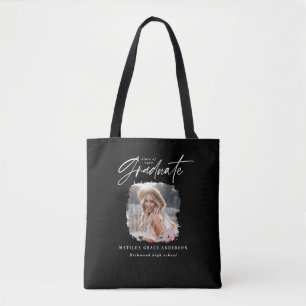 Tote Bag Écriture moderne noir blanc photo élégante grad