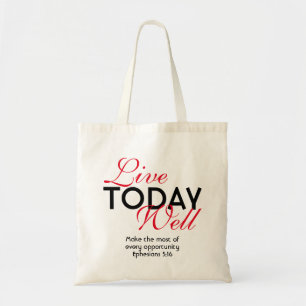 Tote Bag Écriture Motivationnelle VIVRE AUJOURD'HUI BIEN Ép